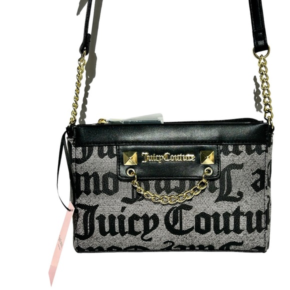 Juicy Couture Hang Around Black Beige Crossbody Handbag New!!! - Picture 2 of 5